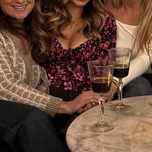 Astr Purple and Pink Crop Top with Puff Sleeves and Tie Front